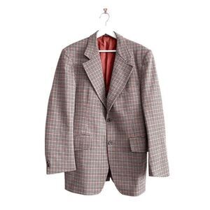 Vintage ﻿Sears Mens Fortrel Houndstooth Two-Button Front Blazer Jacket Size 40
